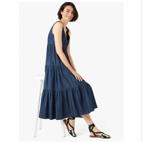 NWT! Kate Spade NY Chambray Vineyard Midi Dress Size 4 Indigo Denim - Picture 2 of 14